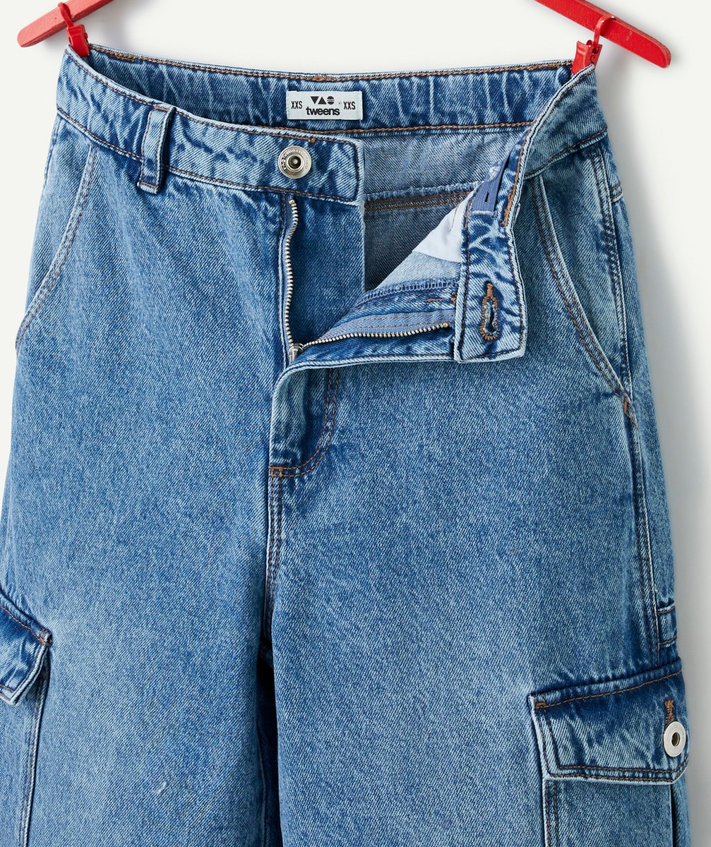 PANTALON WIDELEG CARGO FILLE EN DENIM LOW IMPACT