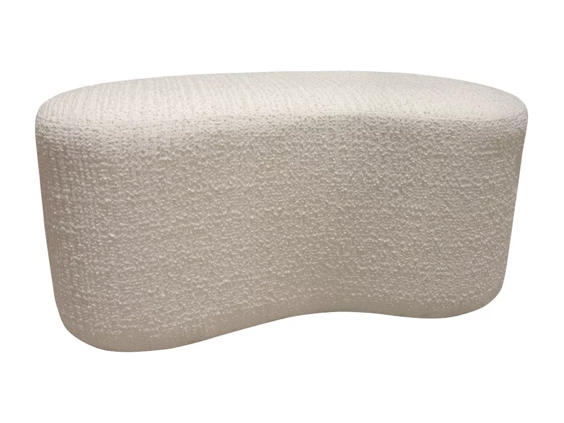 Now's Home - Banc Incurve Bouclette Ecru Sturcture Bois 101x56x47cm Malo