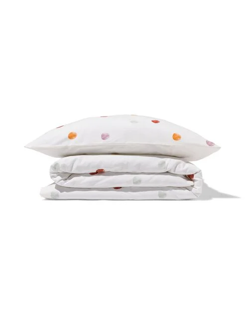 housse de couette en coton doux 140x200/220 pois blanc