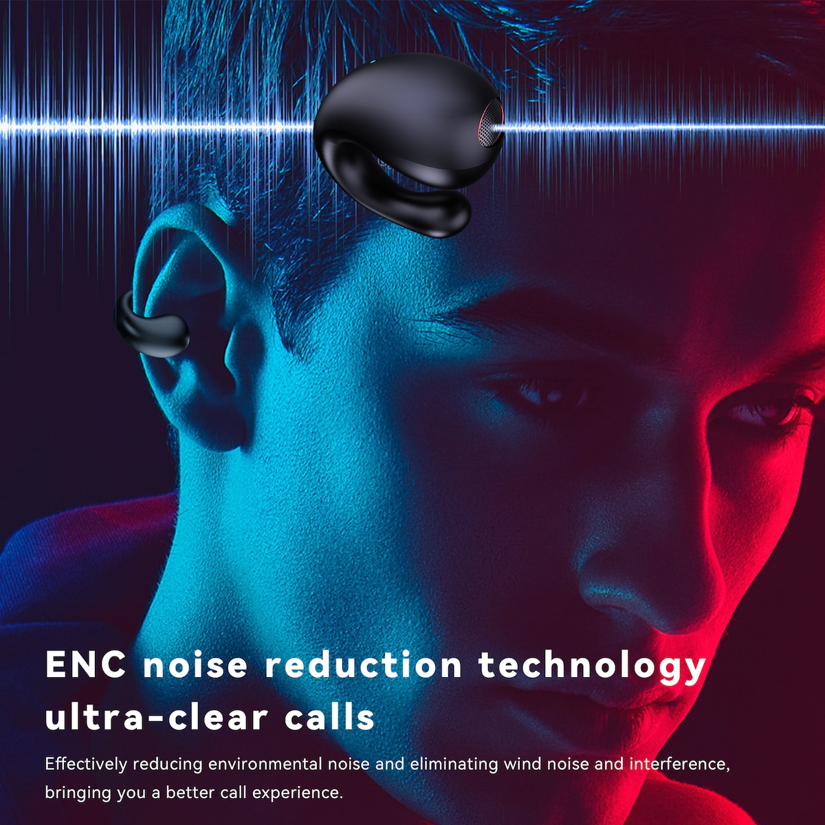 Luftledning trådløse øreplugger hodetelefoner Bluetooth 5.3 ENC Hvit