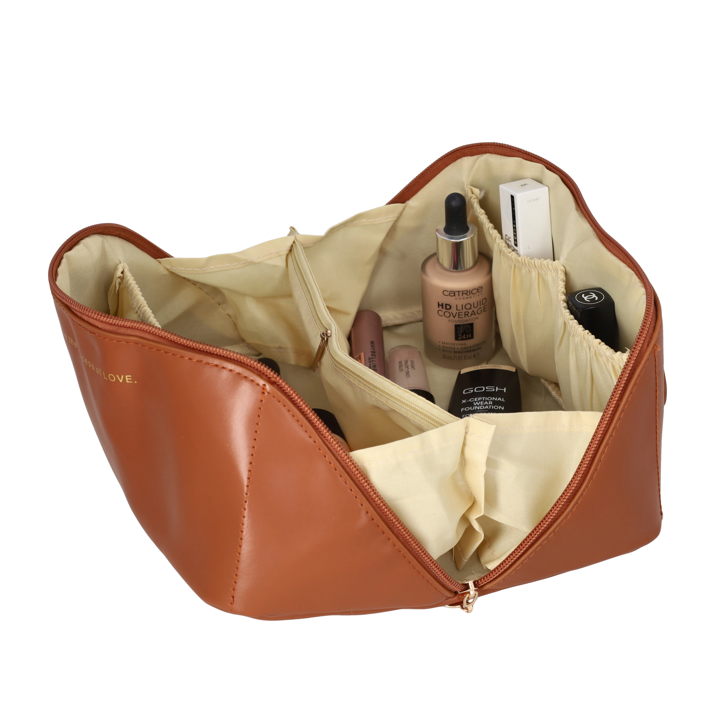 (21x13x12cm) Kosmetik Make Up Tasche Necessaire Organizer Bag mit Reissverschluss - Rosa