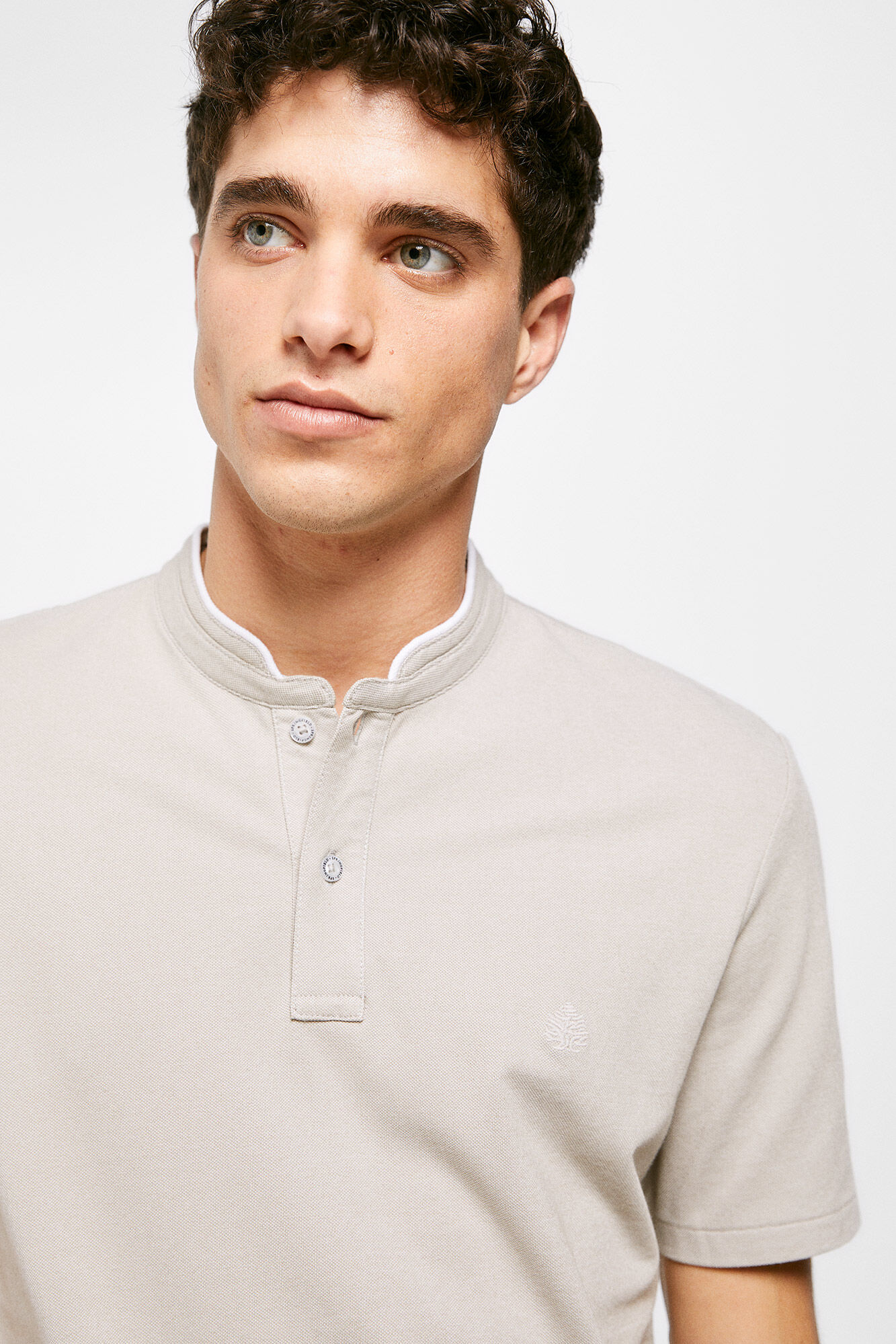 Camisa Oxford Polo Mao - cinza médio