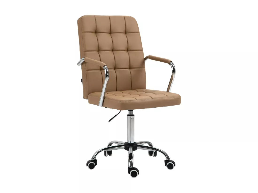 Chaise de bureau - Similicuir & Métal chromé - Marron clair - Terni