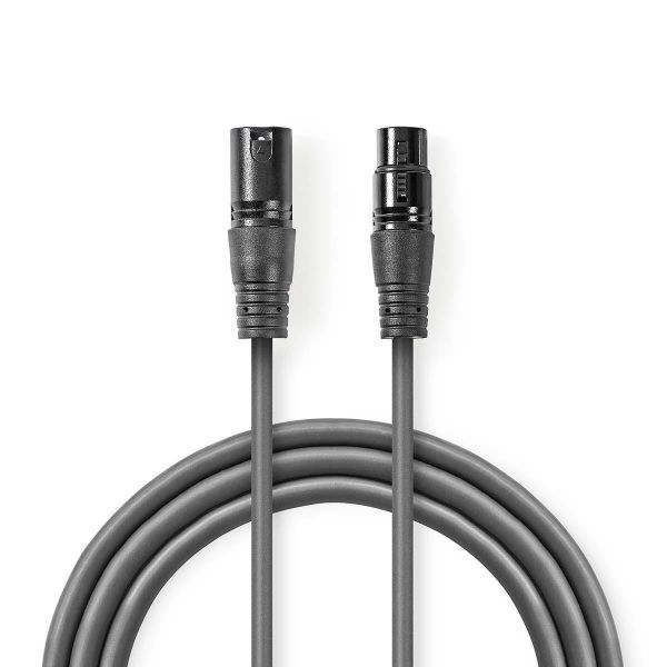 Nedis Cabo DMX Digital de 110 Ohmios | XLR 3 Pines Macho Hembra 0,5 m Gris