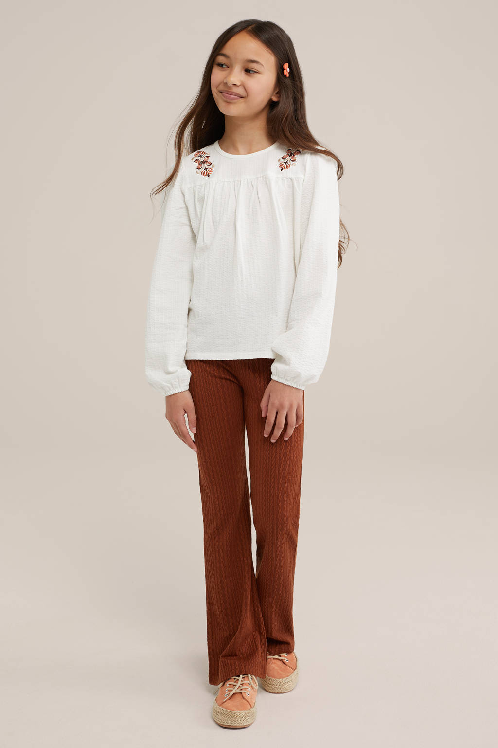 WE Fashion tapered fit broek terra