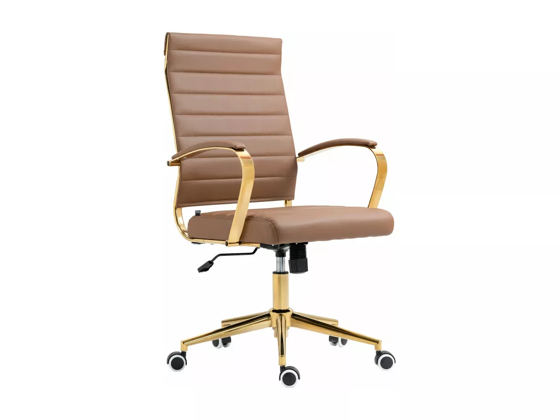 Chaise de bureau - Similicuir & Blanc - Marron clair - Havanna