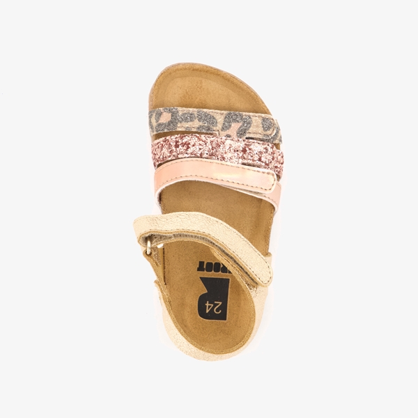 Groot leren meisjes bio sandalen met glitters