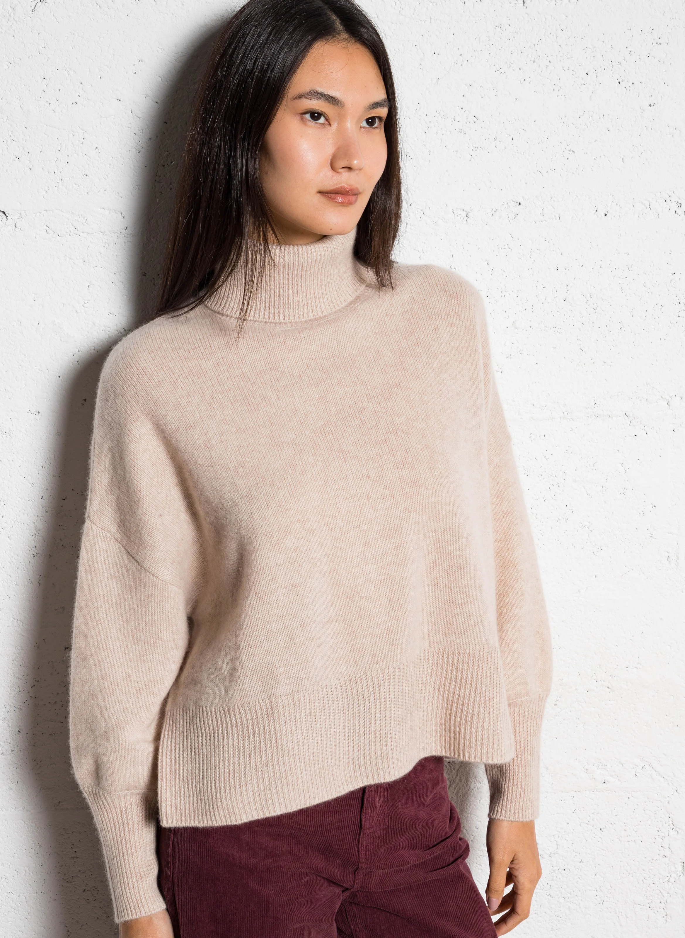 MONPRANO - Pull col roulé en cachemire | Beige