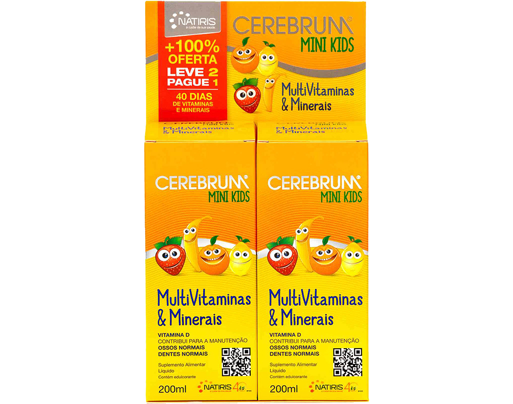 SUPLEMENTO CEREBRUM MINI KIDS 2X200 ML LEVE 2 PAGUE 1