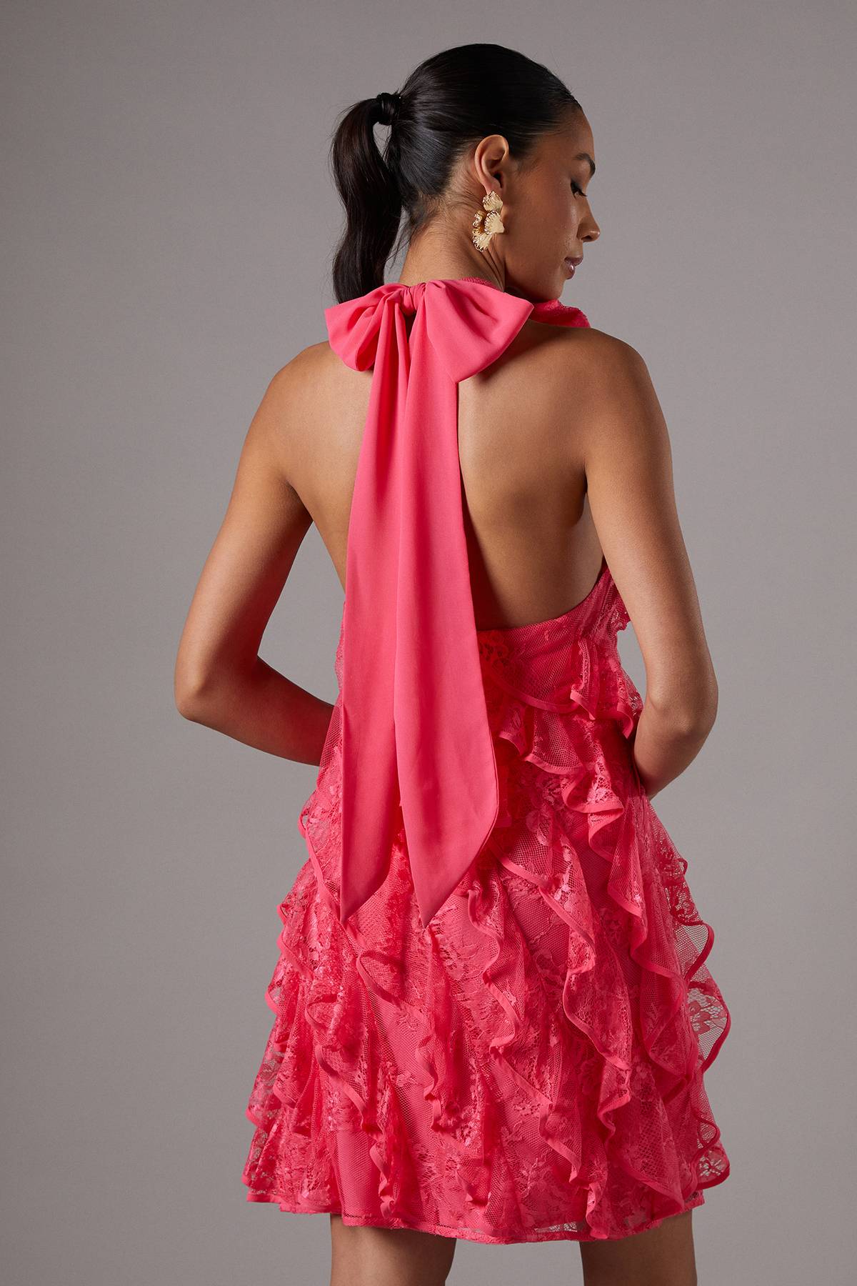 Coast Robe Mini à Volants en Dentelle