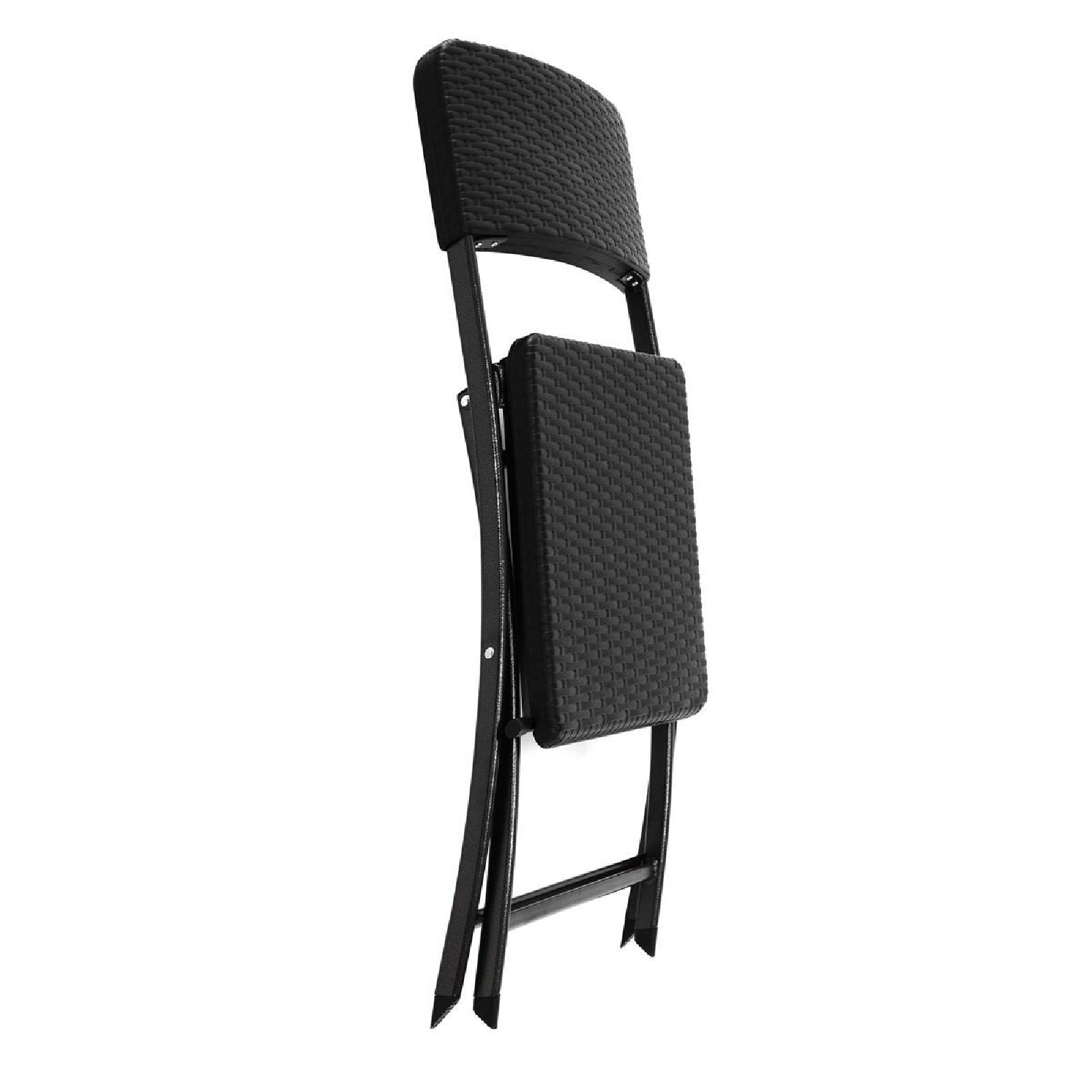 VCM Klappstuhl schwarz in Rattan-Optik Gartenstuhl Balkonstuhl 80 x 40 cm