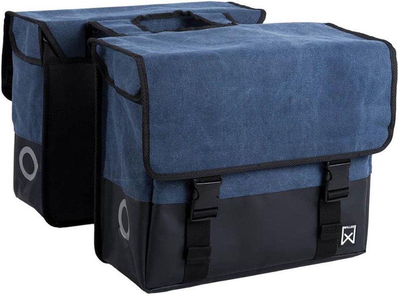 Willex - Dubbele Fietstas - Blauw/Matzwart - Canvas - 48 Liter - Reflectie - Universele Bevestiging
