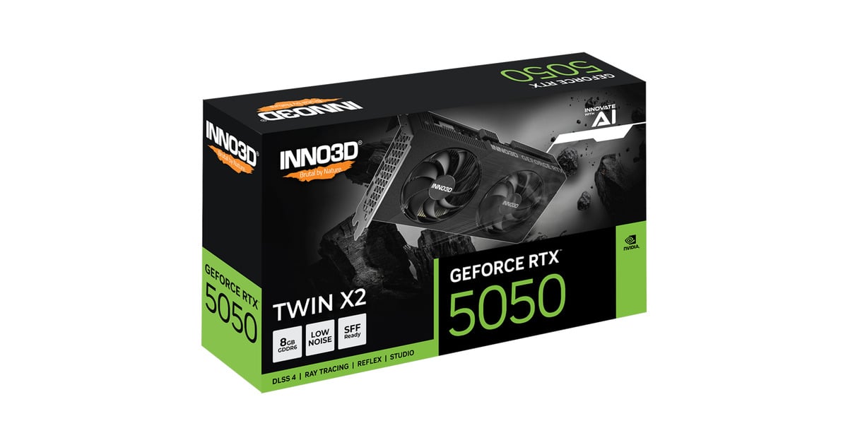 INNO3DGeForce RTX 5050 Twin X2 8GB grafische kaart  (DLSS 4, 3x DisplayPort, 1x HDMI 2.1)