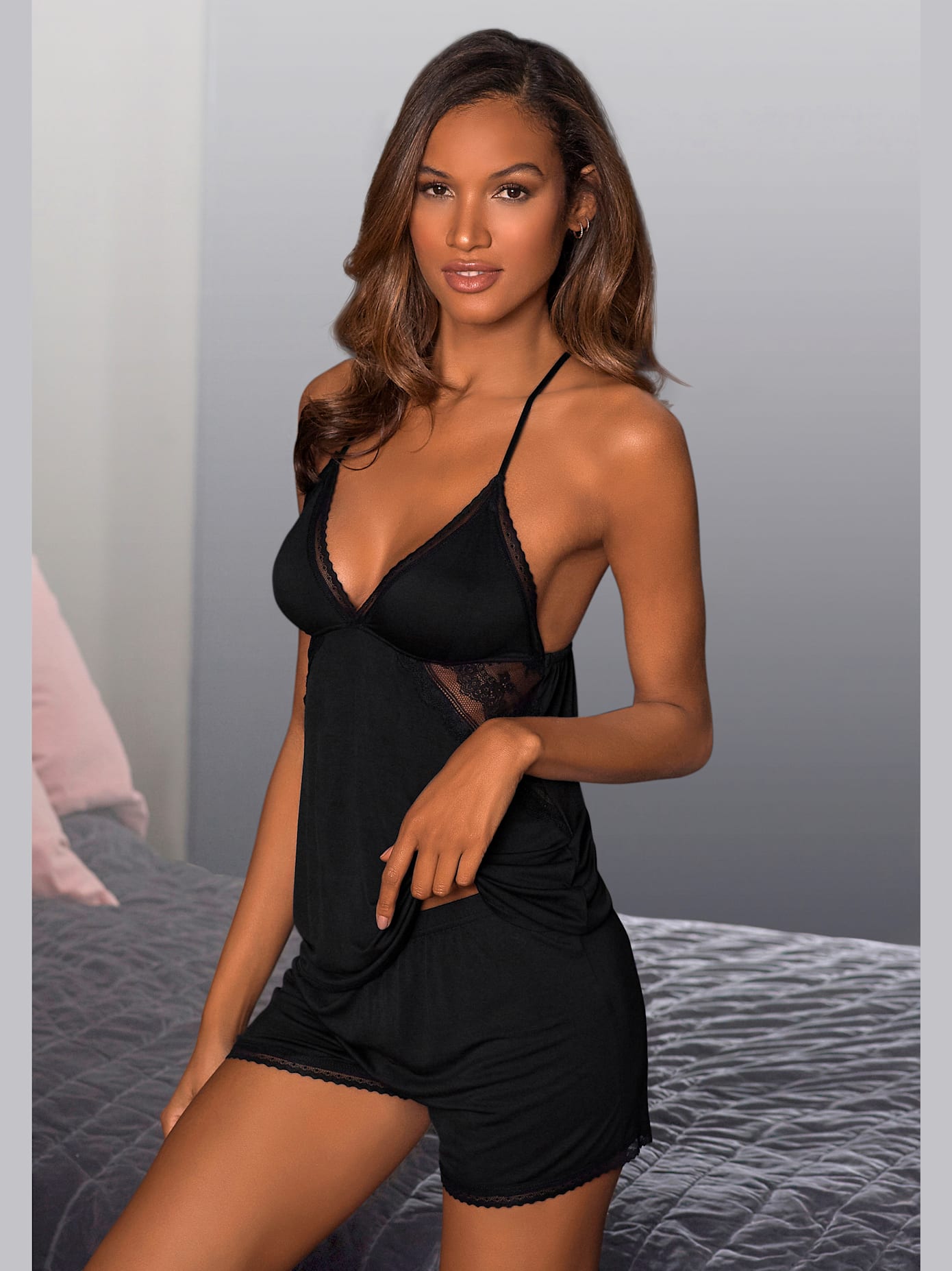 Haut babydoll haut pour dormir avec col v profond