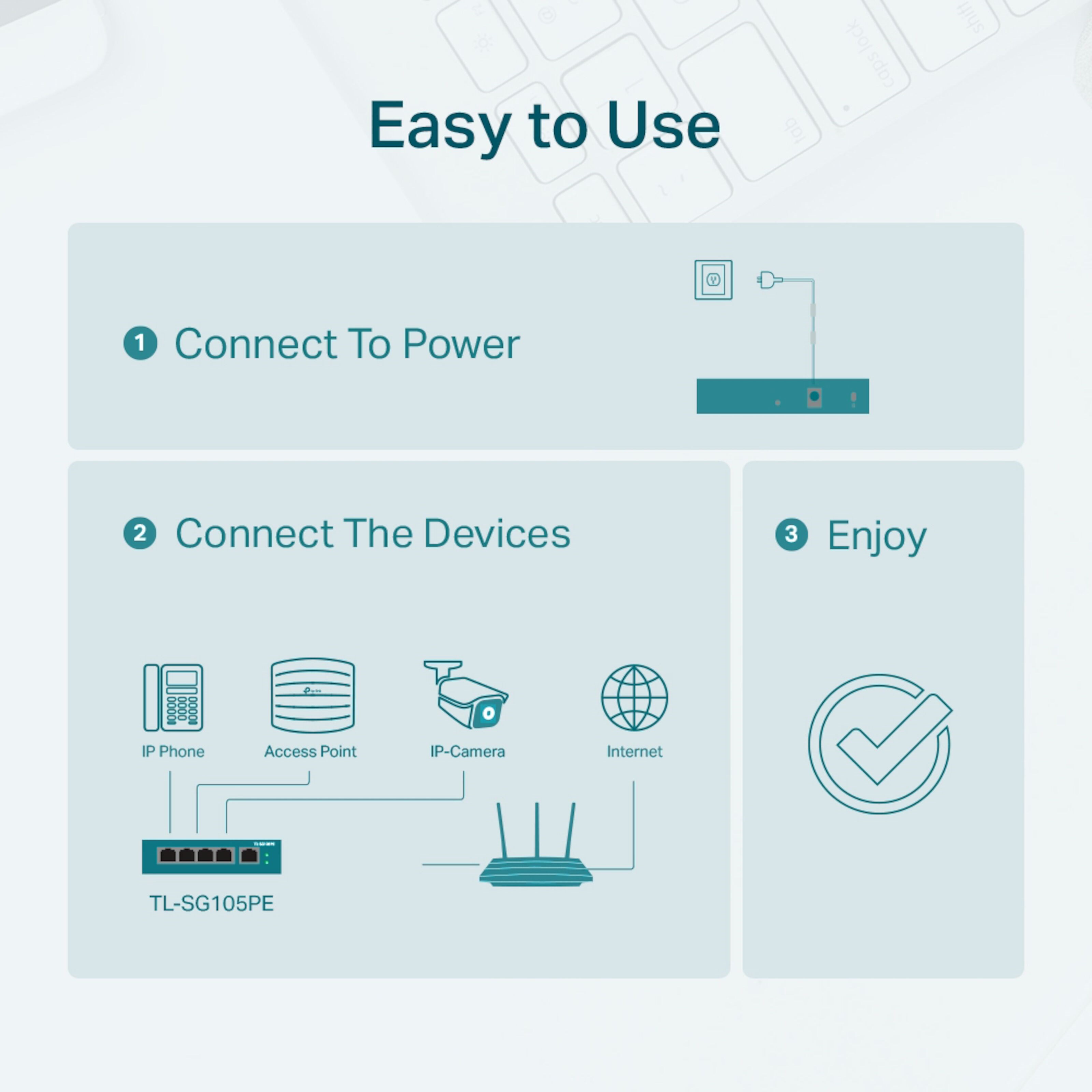 TP-link TL-SG105PE Administrerbar gigabitswitch 5 porter PoE+