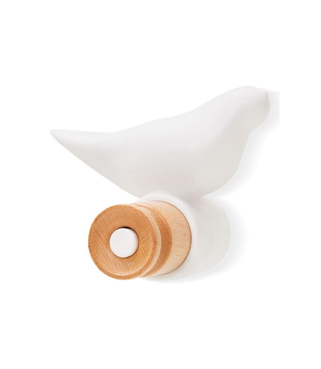 Paris Prix - Patère 1 Crochet Design oiseau 11cm Blanc