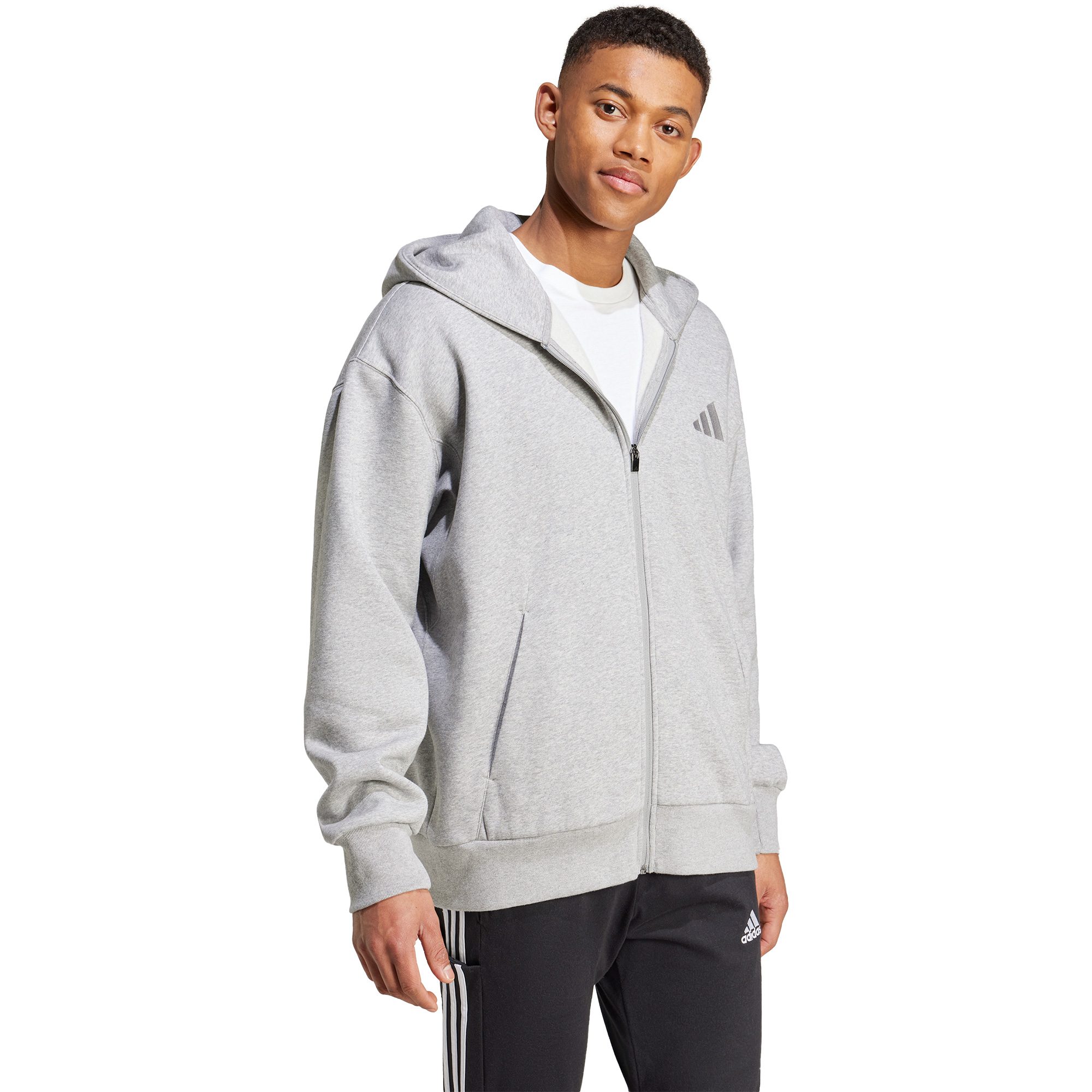 adidas ALL SZN Fleece Full-Zip Hoodie Sweatjacke Herren medium grey heather