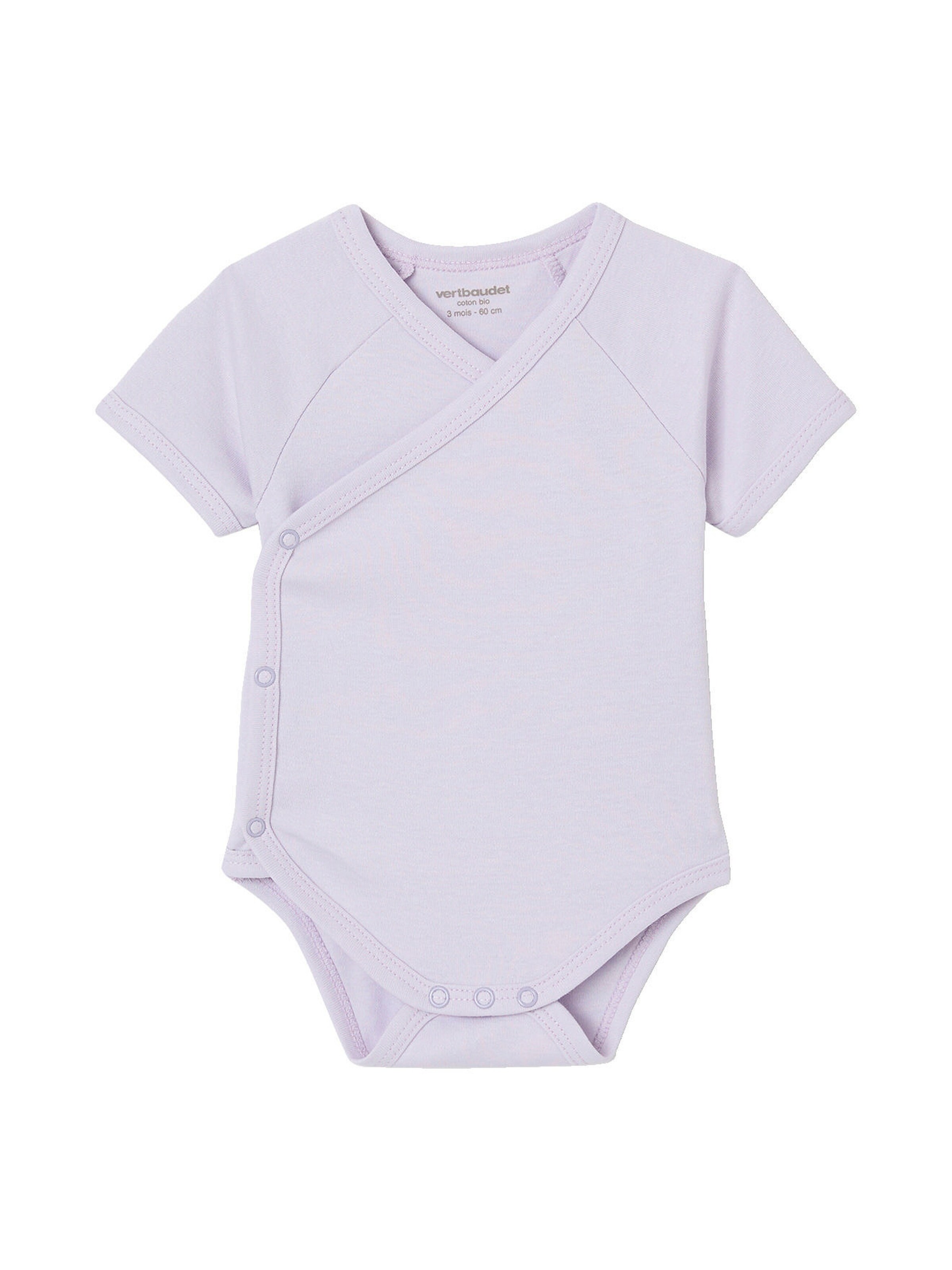 Vertbaudet Bio-Kollektion: 5er-Pack Baby Wickelbodys mit kurzen Ärmeln lila