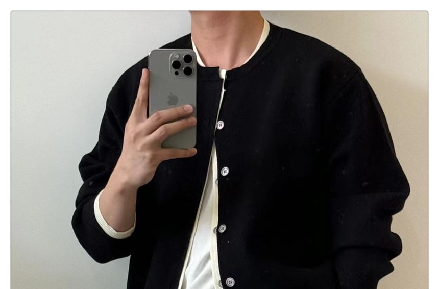 Real Boy - Cardigan met ronde hals en contrasterende bies