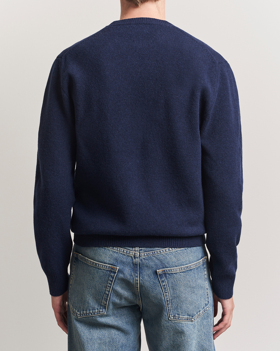 Baracuta Shetland Virgin Wool Crew Neck Navy