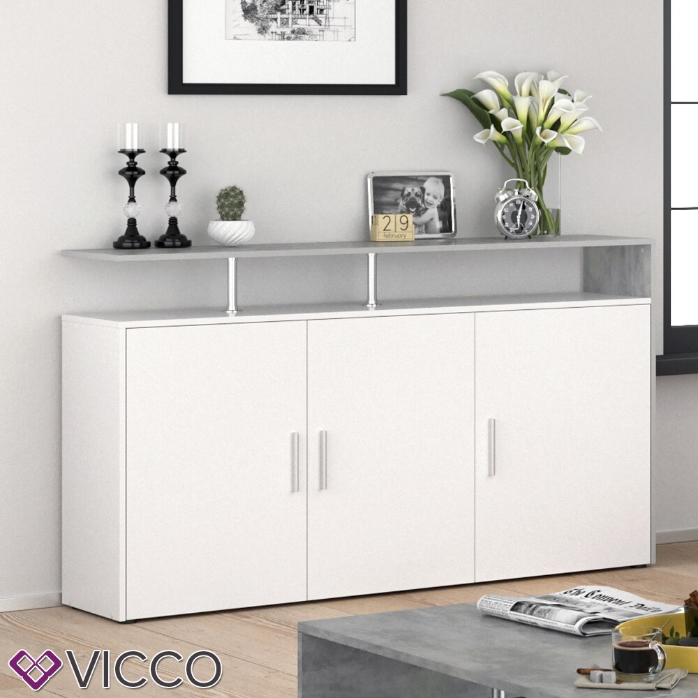 VICCO Sideboard AMATO Kommode Schrank Weiß Beton Fernsehschrank TV