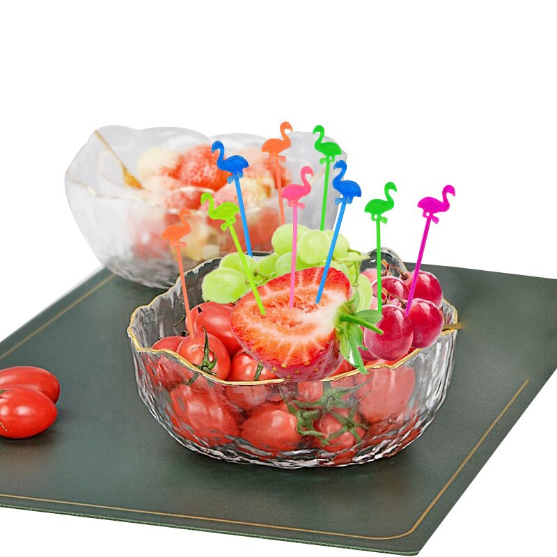(50er Set) 8.2cm Kunststoff Cocktail Sticks Fingerfood Party Spiesse Deko Flamingo Zahnstocher - Bunt