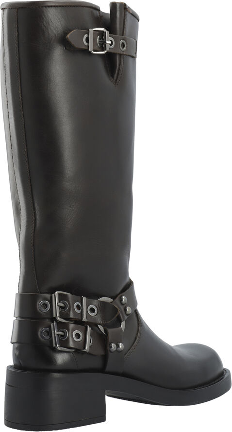 Bianco BIAHARPER Bikerboot Pull Up Leather Dark brown