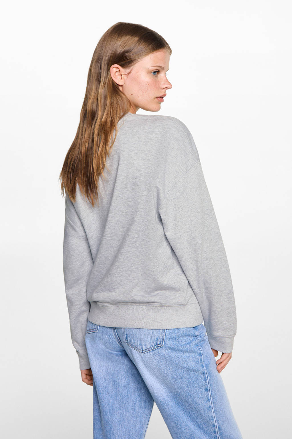 MANGO TEEN sweater met tekst pastelgrijs