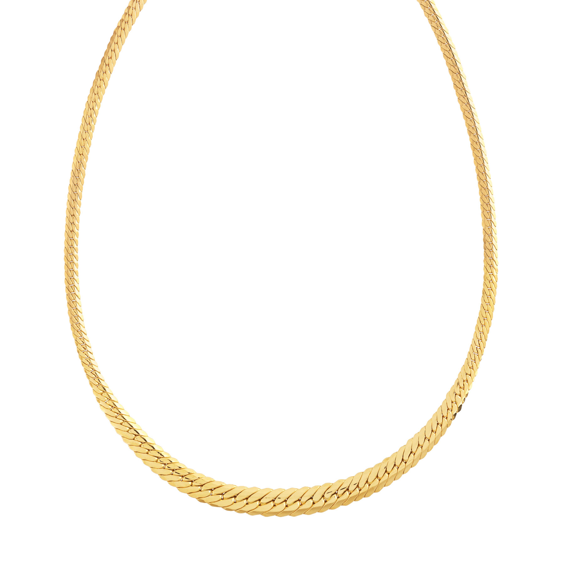 Collier en chute or 750 jaune poli maille anglaise 45 cm