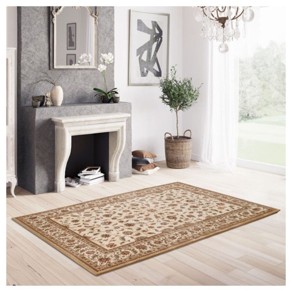 Tapis style persan en velours ras - kiana - beige antique - 200 x 290 cm