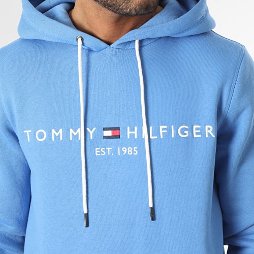 Sweat Capuche Tommy Logo 1599 Bleu Clair