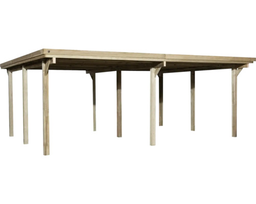 Dubbele carport weka 618 maat 1 trapeziumdak 576 x 398 cm drukgeïmpregneerd