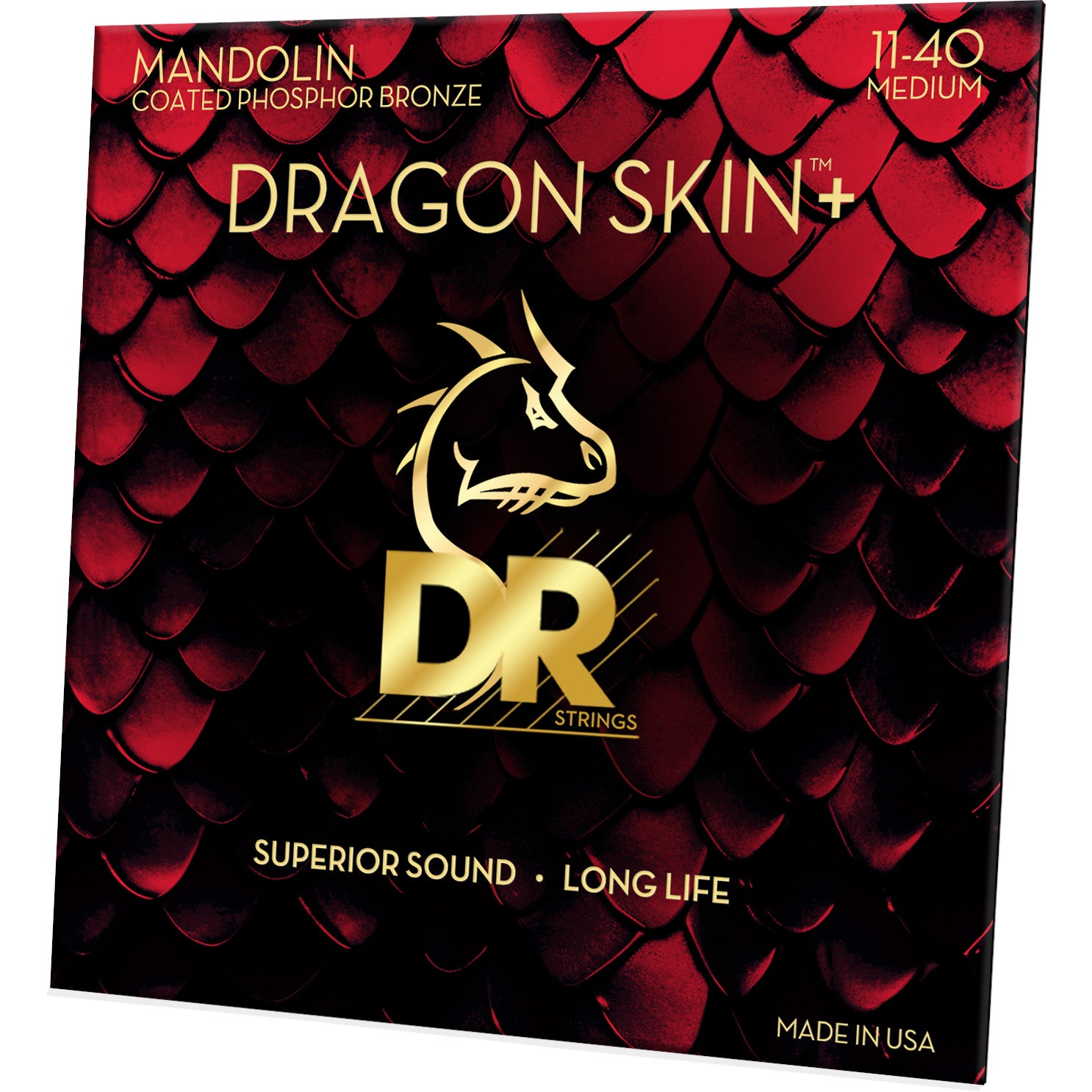 DR Strings Dragon Skin+ Coated Mandolin Strings Medium 11-40 snarenset voor mandoline
