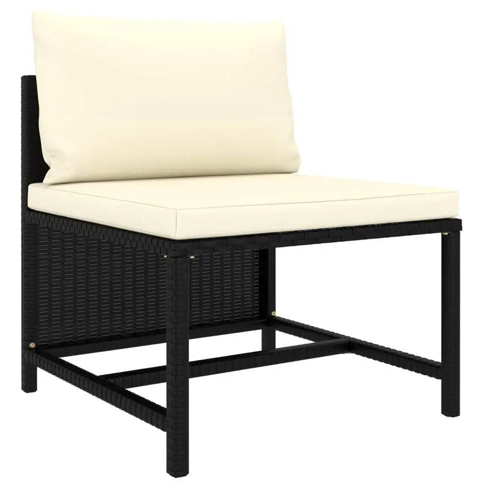 vidaXL - Tuinset - Zwart - Poly rattan - 5 stuks - Met kussens