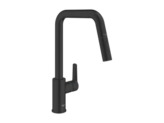 Robinet de cuisine avec douchette GROHE Start bec haut noir mat 2 jets
