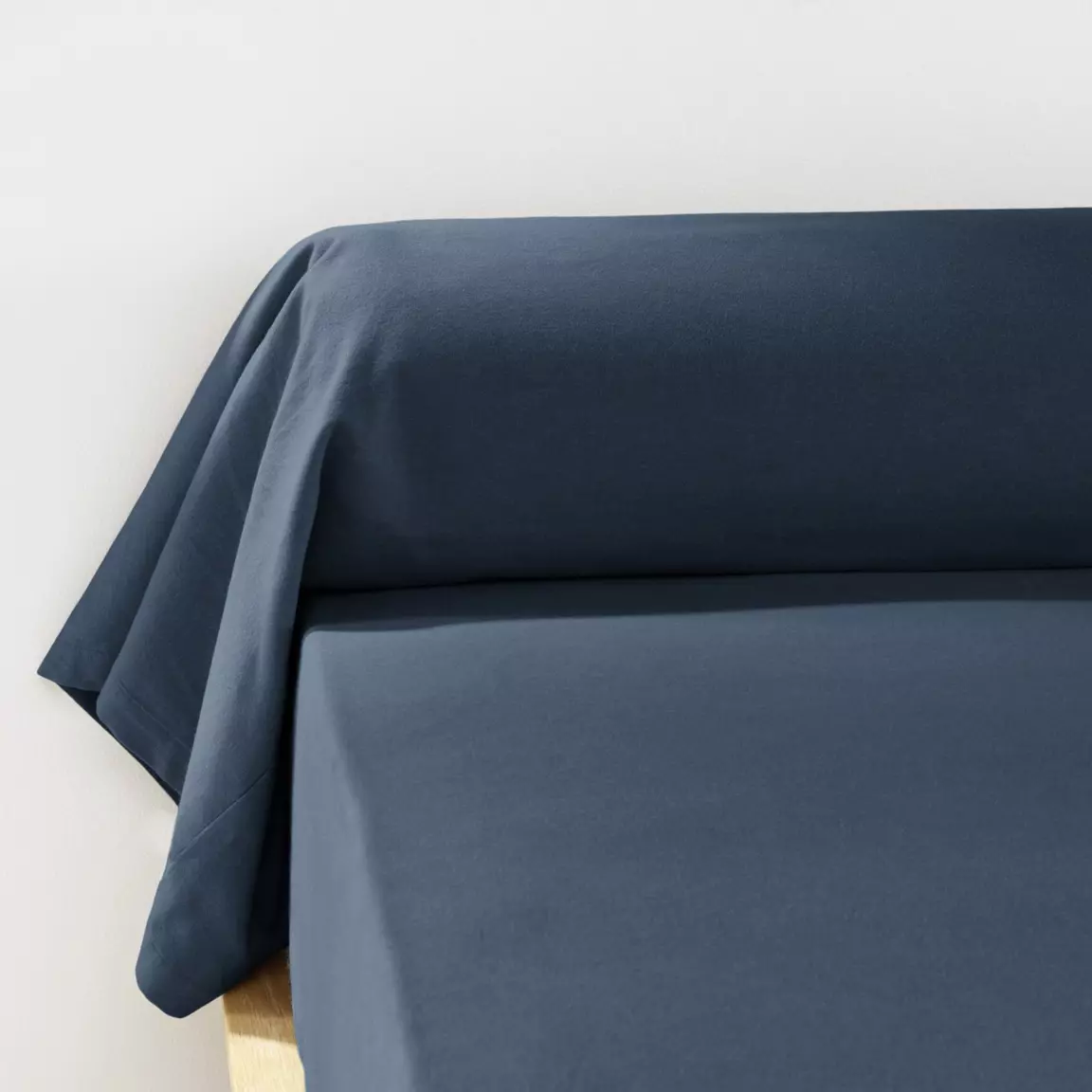 Taie de traversin flanelle de coton (L185 cm) Théa Bleu nuit
