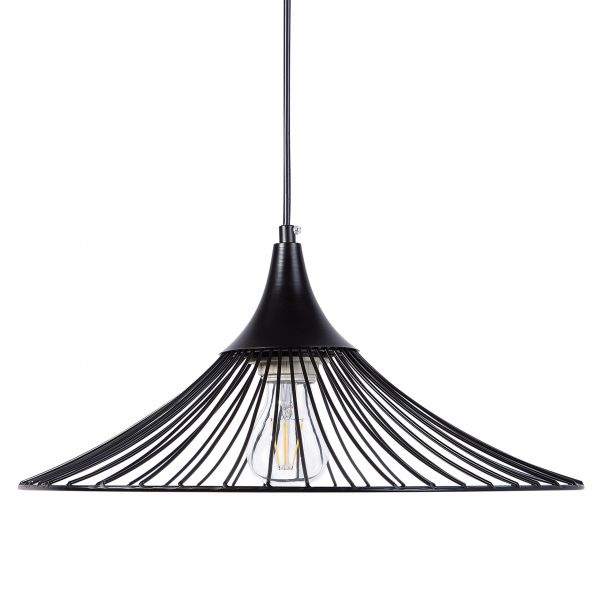 Beliani Candeeiro de Teto Suspenso Preto ø 40 cm Abajur de Arame Estilo Industrial 40x40x128 - 4260580927838