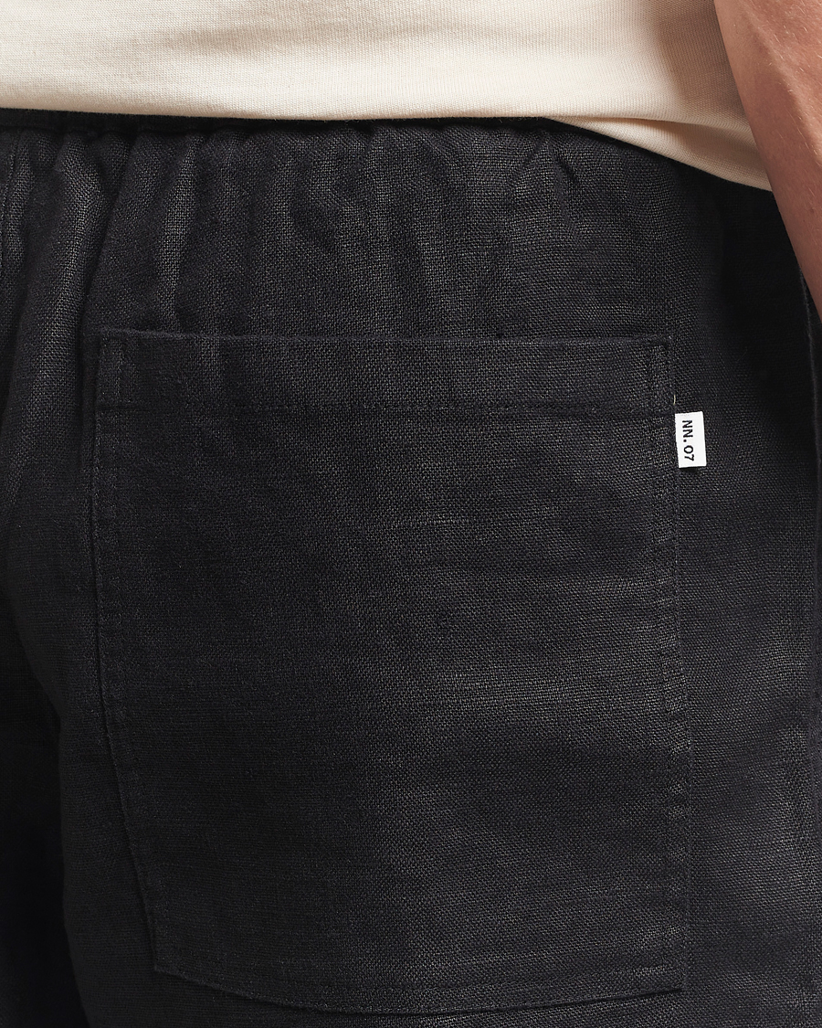 NN07 Gregor Linen Drawstring Shorts Black