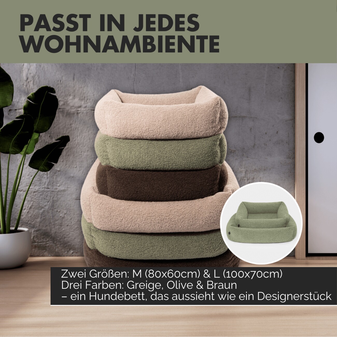 PAW WOW Hundebett SVEN Teddy Olive M