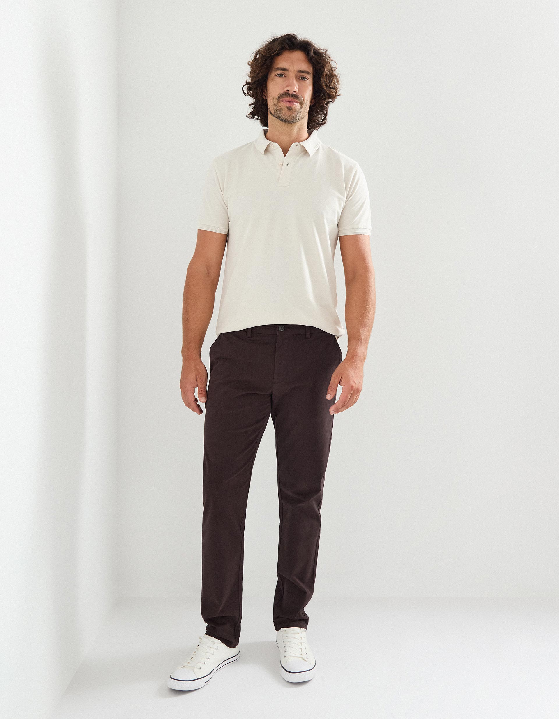 Calças Chino Slim, Homem, Castanho Escuro