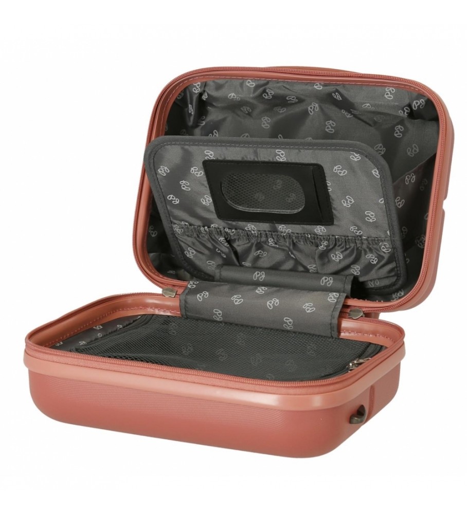 Nécessaire Pepe Jeans em ABS, adaptável a malas de viagem, cor rosa vibrante - 29x21x15cm -