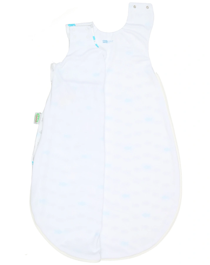 Jersey-Schlafsack BabyNest® TIMMI COOL in weiß/türkis/hellgrau