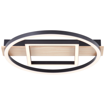 Brilliant plafondlamp Maureen 24W 2500 lm zwart/hout