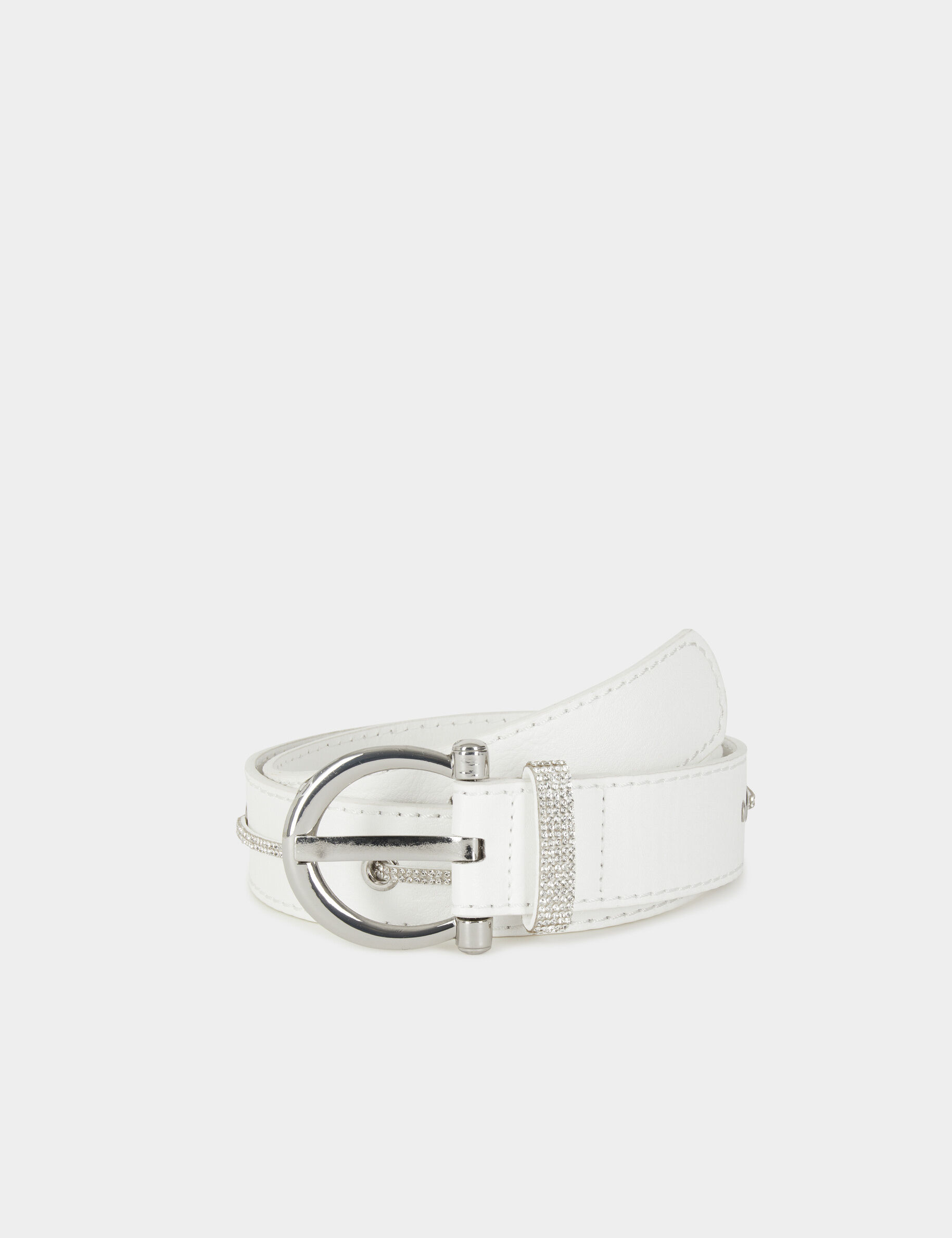 Ceinture à oeillets et strass blanc femme - blanc