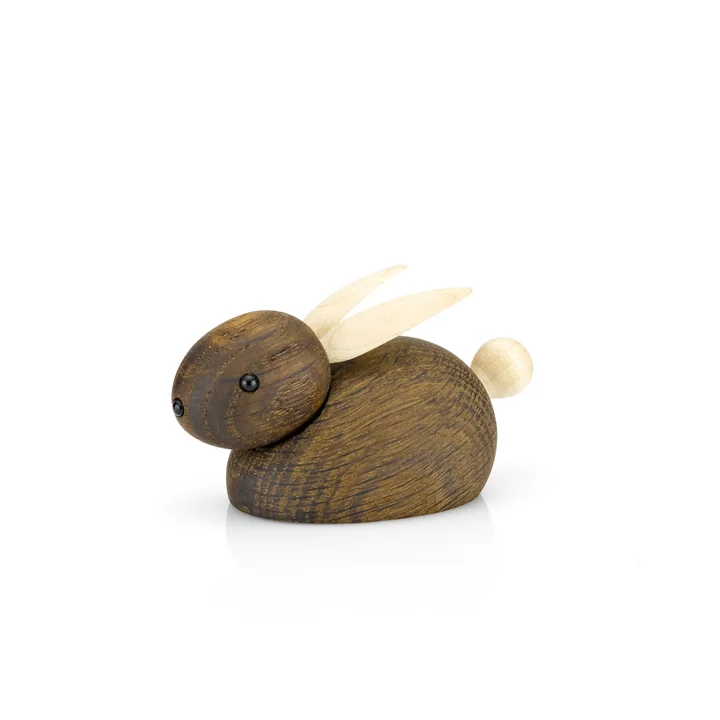 Lucie Kaas - Skjøde Hase Holzfigur small, Eiche geräuchert / Ahorn