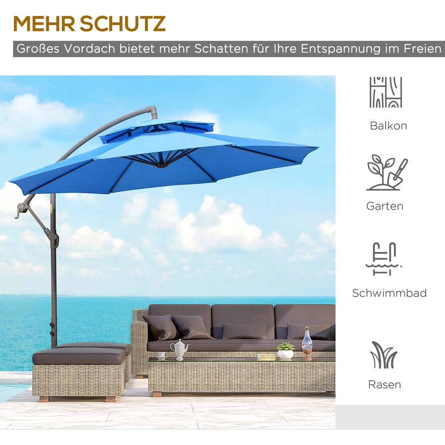 Outsunny Sonnenschirm mit Entlüftung blau