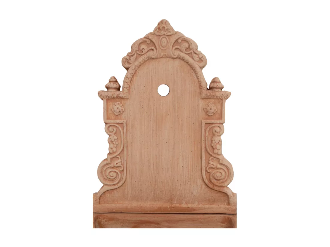 BISCOTTINI - Tradizione Italiana, Fontaine murale rustique d'extérieur, terre cuite toscane, Dimensions 40x64x24 cm