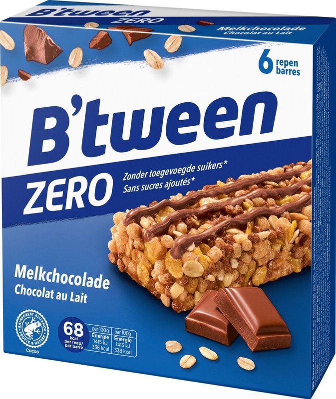10x Hero B'tween Mueslireep Zero Melkchocolade 6x20gr