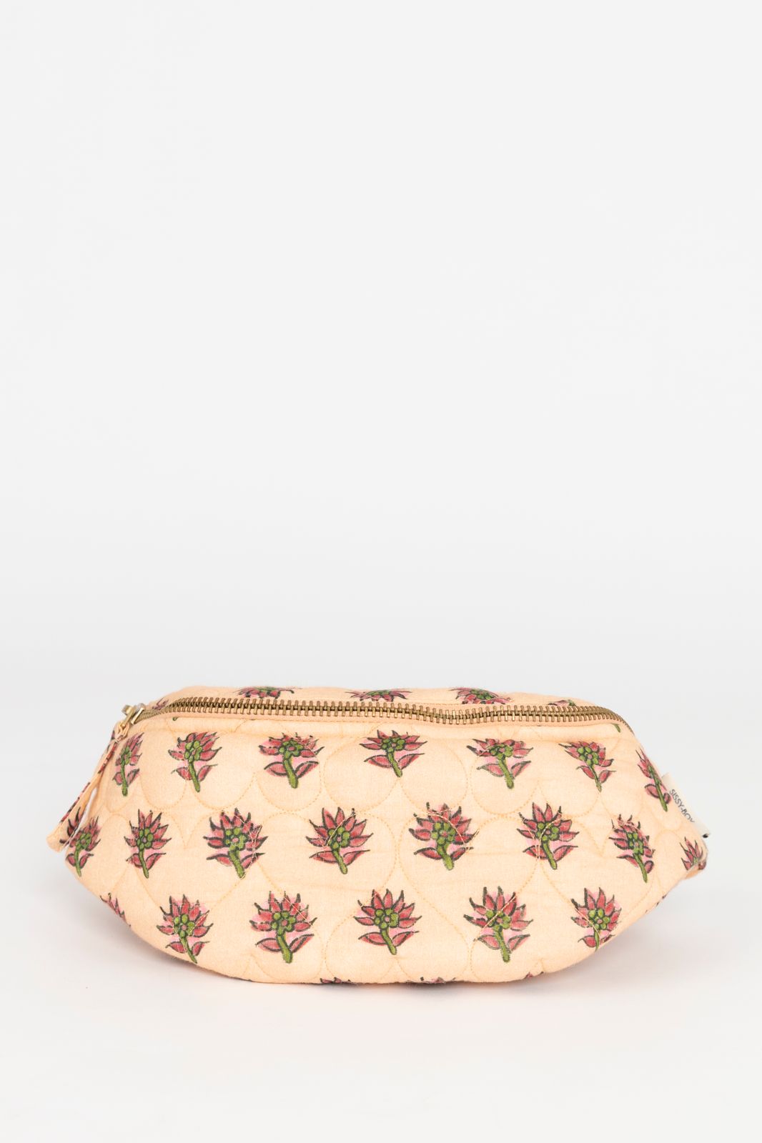 Zacht oranje doorgestikte crossbody tas met print