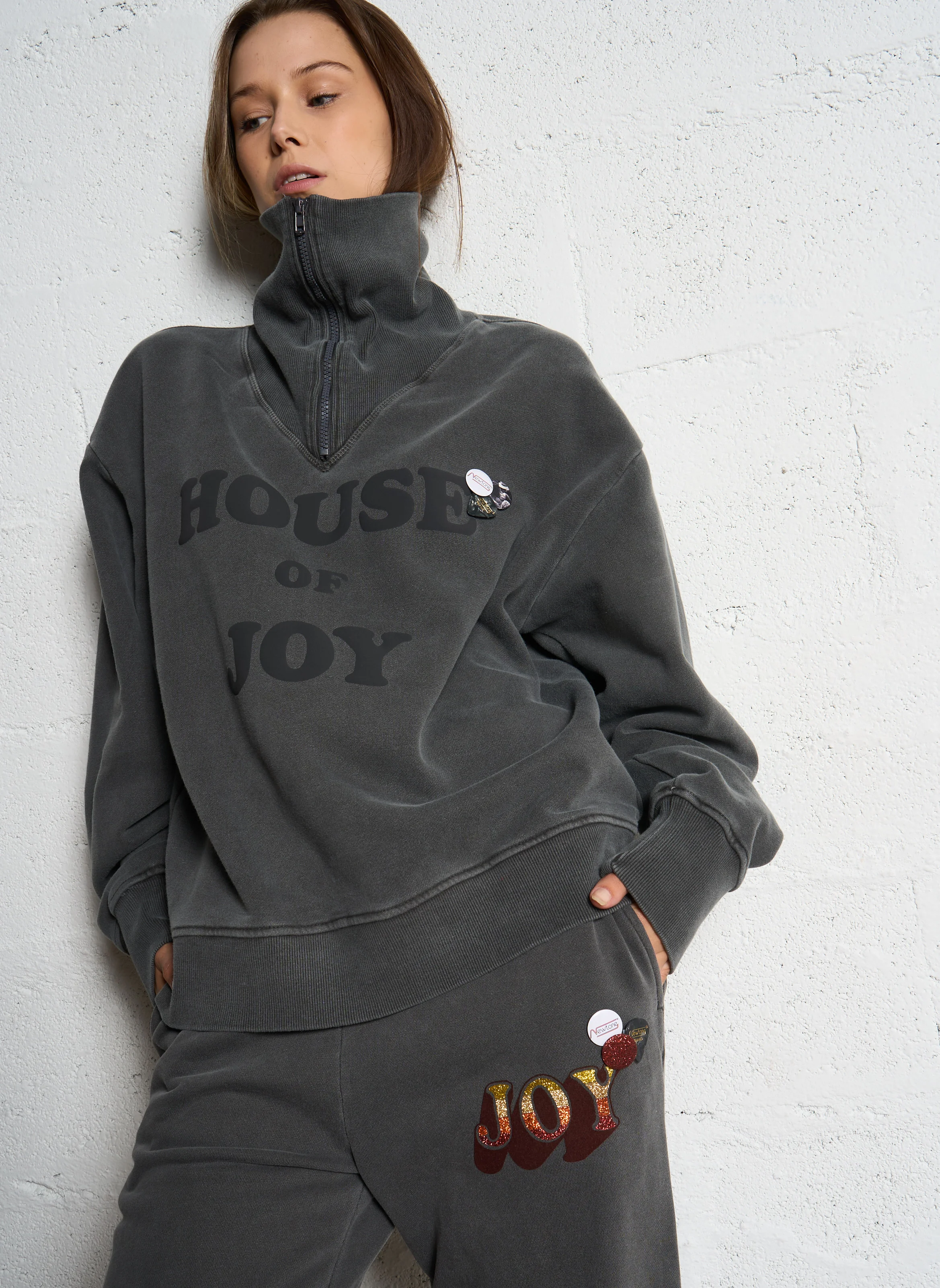 DRIVER HOUSE - Pull ample à pins en coton| Gris
